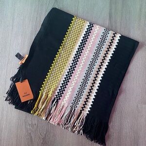 Missoni Black and Pink Zigzag Scarf NWT!